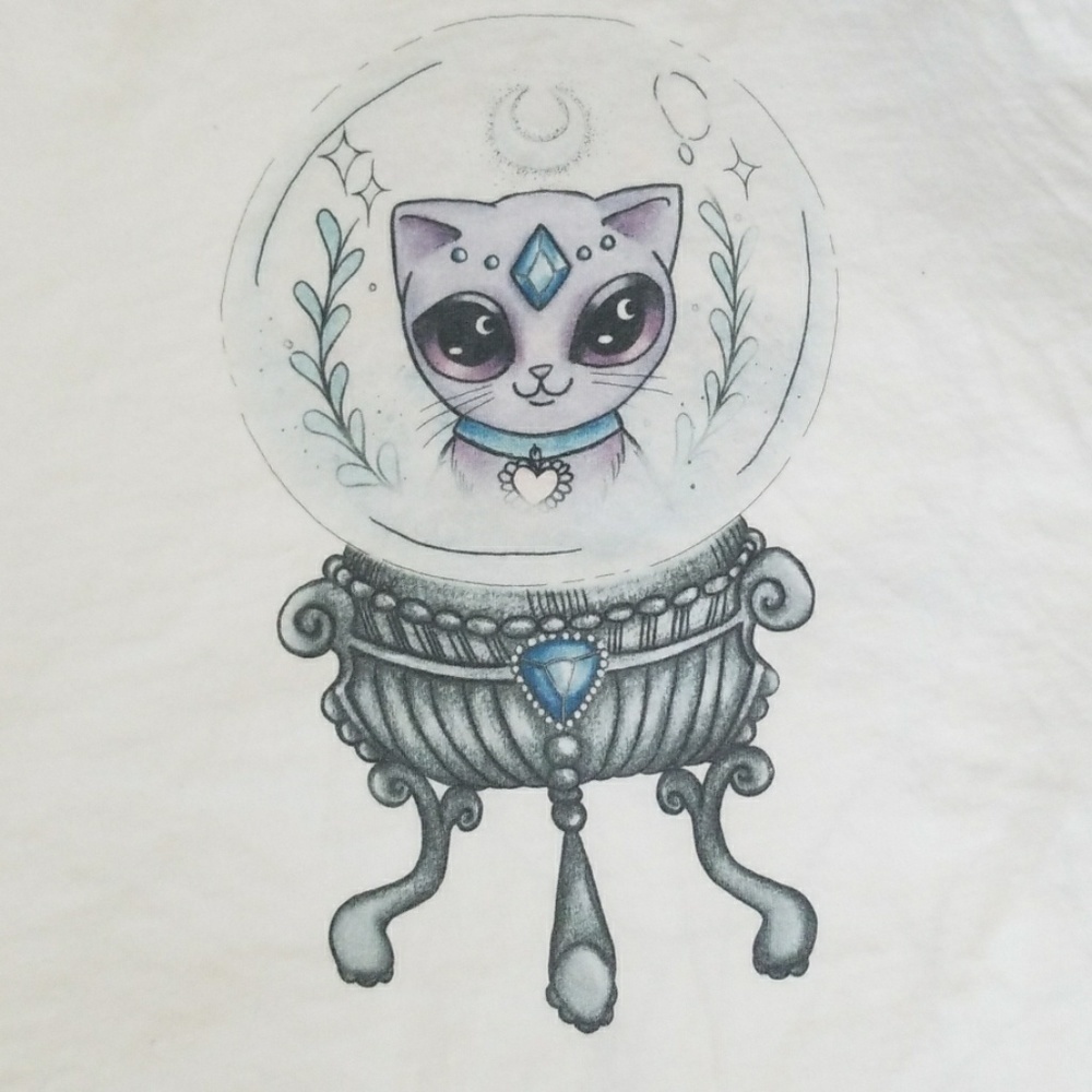 Bella Canvas Crystal Ball Cat Tshirt - Picture 2 of 7
